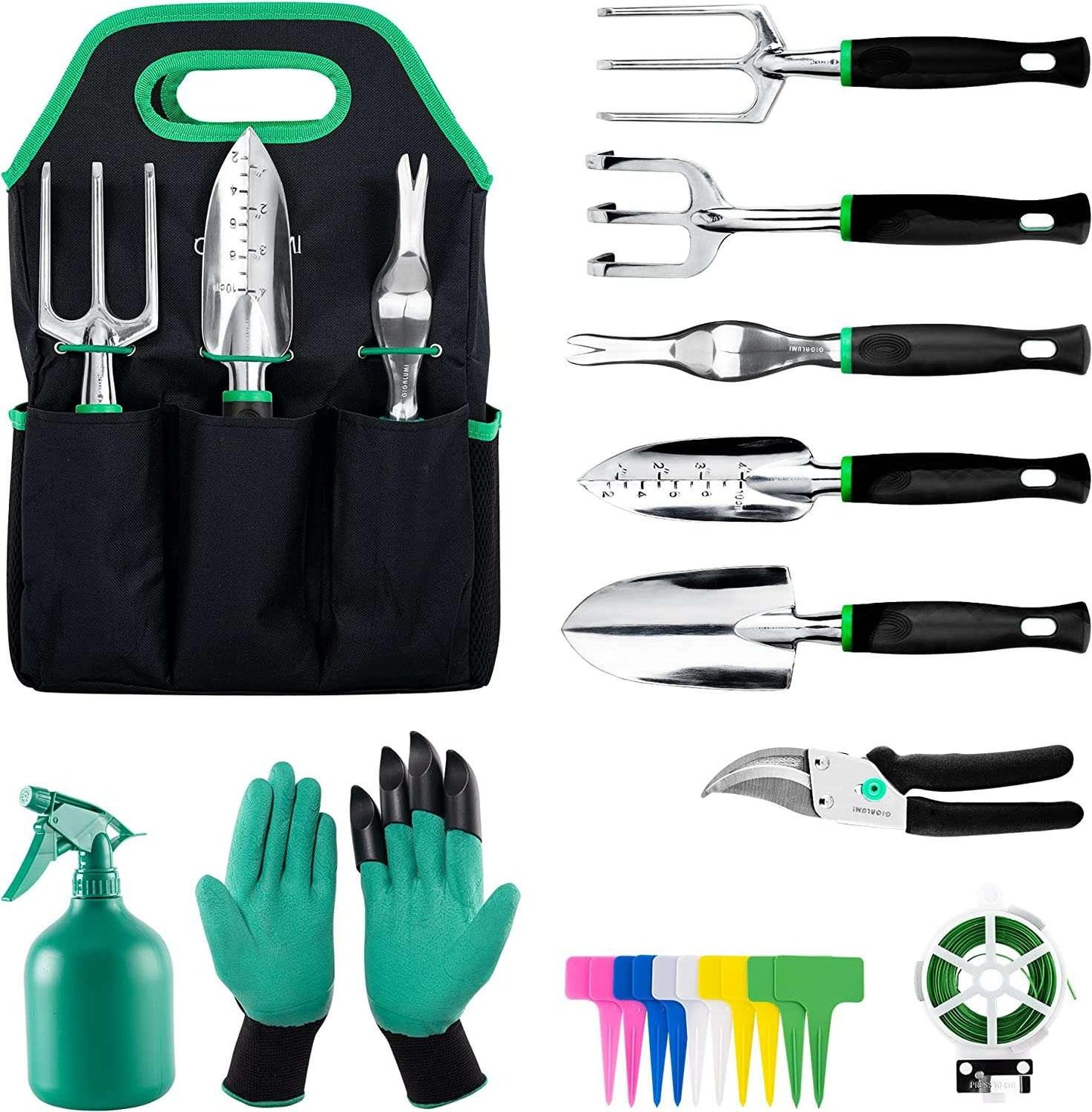 GIGALUMI Garden Tools Set -11 Piece Heavy Duty Gardening Tools - khan American Tools