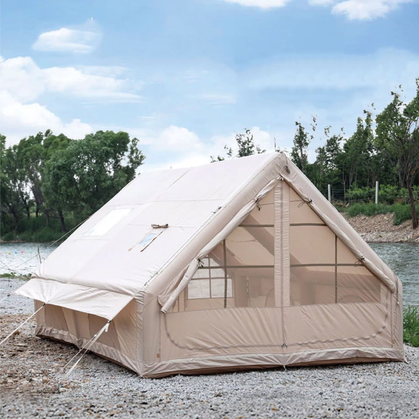 Hot Sale 5*6m Easy Setup Outdoor Waterproof Oxford Inflatable Blowup Camping Air Inflatable House Tent for Trips with Pump