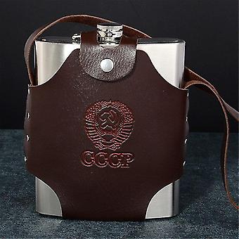 Hip Flask with embossed Holster | Russian (CCCP) Stainless Steel - khan American Tools