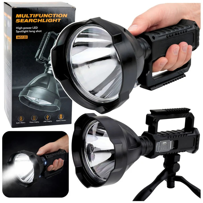 W5120 Rechargeable LED Spotlight Flashlight with Tripod & Power Bank