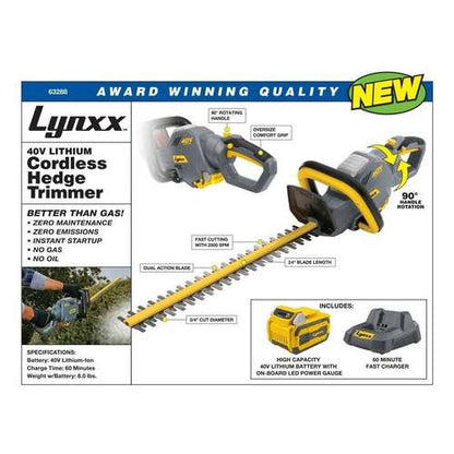 Lynxx Cordless Hedge Trimmer | 40V Lithium Wireless Trimmer - khan American Tools