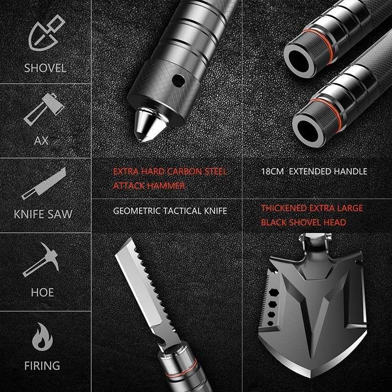 Multifunctional Tactical Shovel, Folding Outdoor Survival Tool - khan American Tools