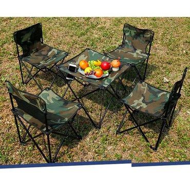 Outdoor Folding Table with 4 Chairs Set for Camping (Square Table) - khan American Tools