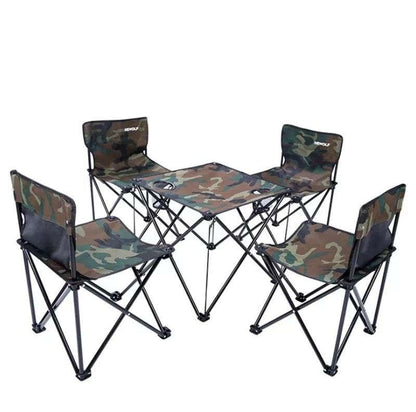 Outdoor Folding Table with 4 Chairs Set for Camping (Square Table) - khan American Tools