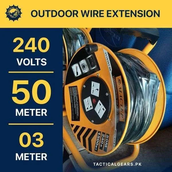Outdoor Wire Extension 50-Meter | Rolling Cable Extension 240 Volts 