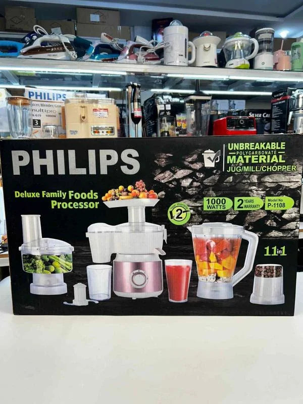 Phillips Food Processors P-1108 | 11 in 1 Multifunctional Food Processor With 1000W Power - khan American Tools