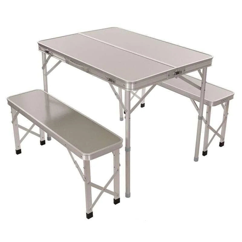 Portable Picnic Table with Benches | Folding Aluminum Benches