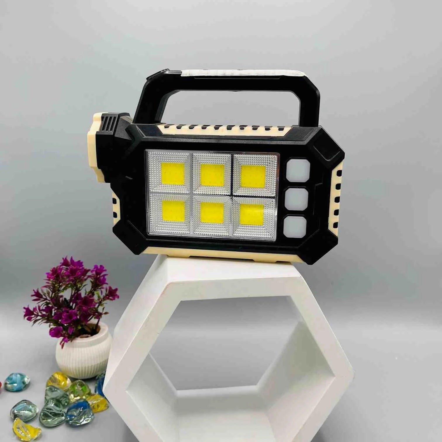 Portable Solar Multilight | Solar Multi Light Source Portable Lamp | 3 Modes (Torch, Wide Light Lamp) & USB Charging Port Power Bank – Model: HS-8029-7-B - khan American Tools