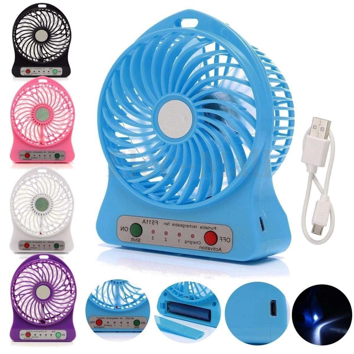 Rechargeable Mini USB Fan Portable Outdoor LED Light Fan - khan American Tools