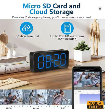 1080P HD Clock Camera Wireless WiFi Mini Camera for Home Indoor Security with Motion Detection Nanny Cam Support Remote Viewing