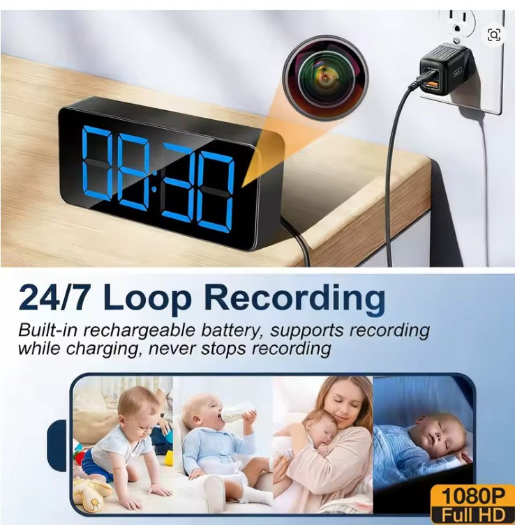 1080P HD Clock Camera Wireless WiFi Mini Camera for Home Indoor Security with Motion Detection Nanny Cam Support Remote Viewing