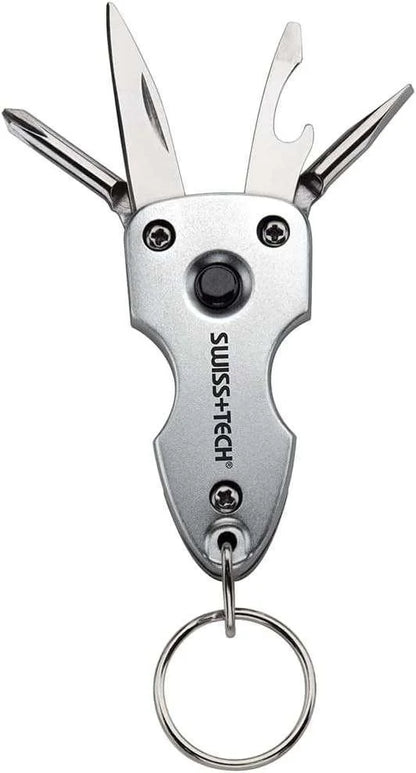Swiss Tech Key Chain Multi-Tool | 7 in 1 Multi Tool Key Chain With LED Flashlight