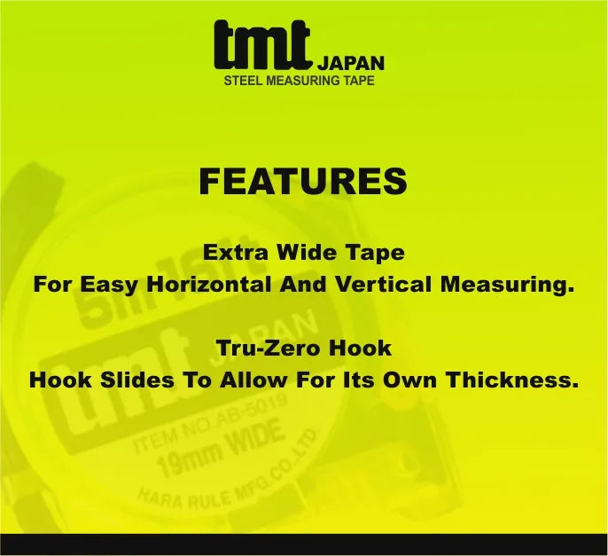 TMT JAPAN 5 MTR / 16 FT BRAKE LOCK MEASURING TAPE ( 19MM WIDE ) AB-5019