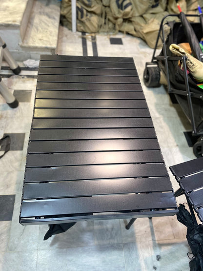 Large Portable Folding Aluminum Camping Table with Adjustable Height & Carry Bag