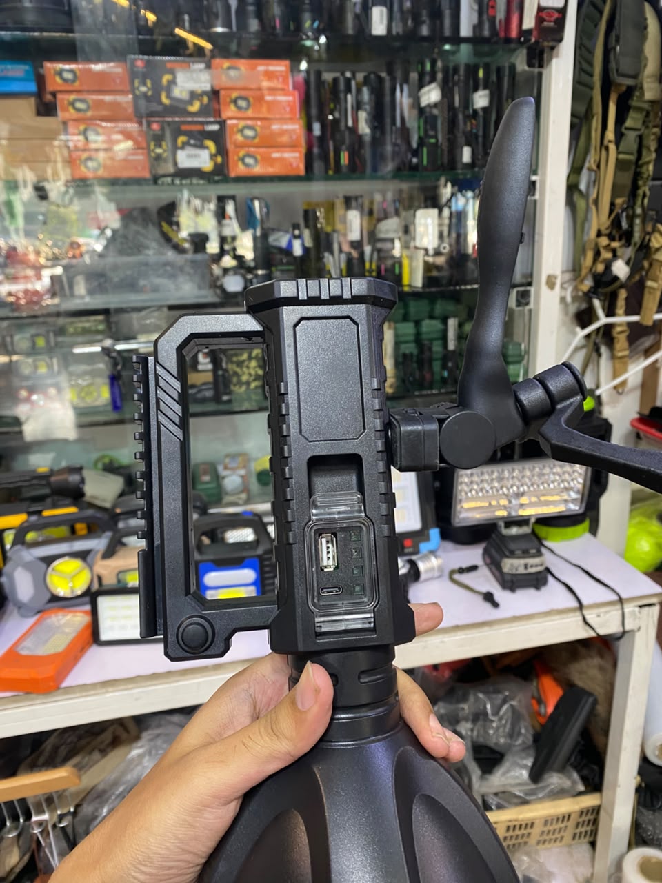W5120 Rechargeable LED Spotlight Flashlight with Tripod & Power Bank
