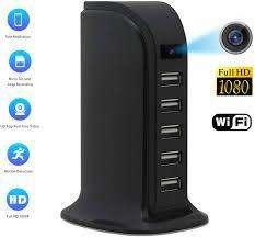 Wireless Camera 1080p Hd Wifi Usb Charger Camera 5 Port Plug Desktop Charging Station Portable