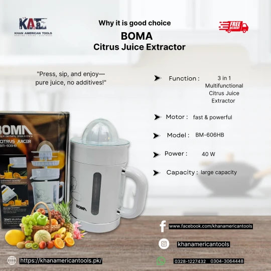 BOMA BM-606HB Citrus Juice Extractor | 3 in 1 Multifunctional Citrus Juice Extractor - khan American Tools