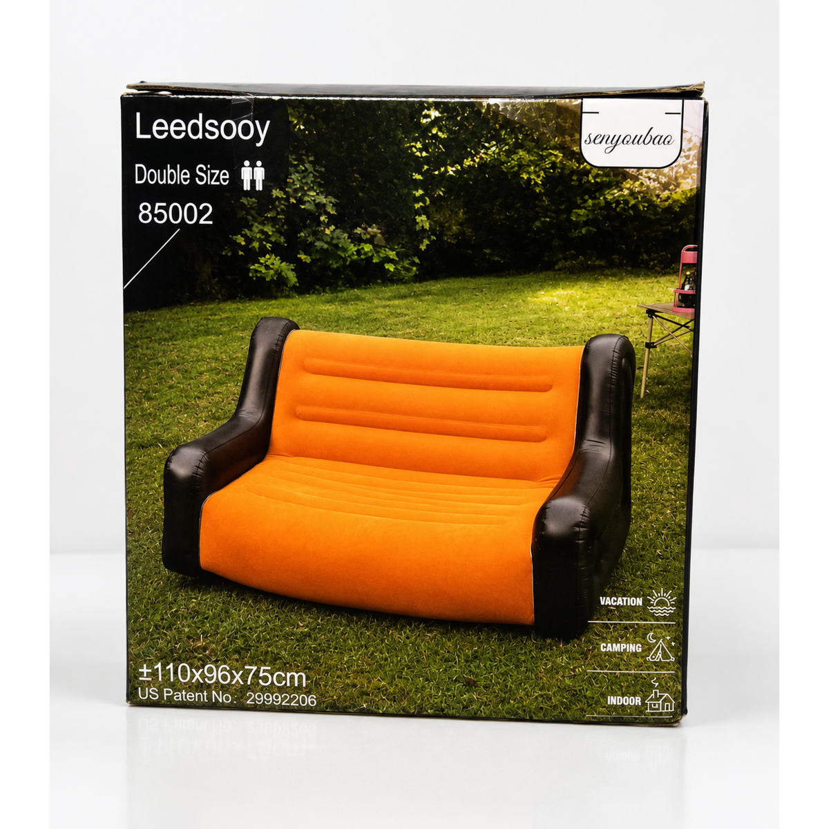 Leedsooy Double Size Inflatable Sofa with Manual Pump | Portable 2-Seater Air Sofa