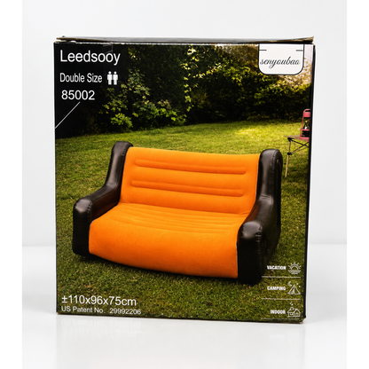 Leedsooy Double Size Inflatable Sofa with Manual Pump | Portable 2-Seater Air Sofa