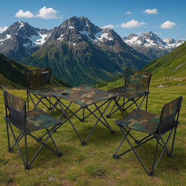 Outdoor Folding Table with 4 Chairs Set for Camping | Table Chair Set For Outdoor Adventure