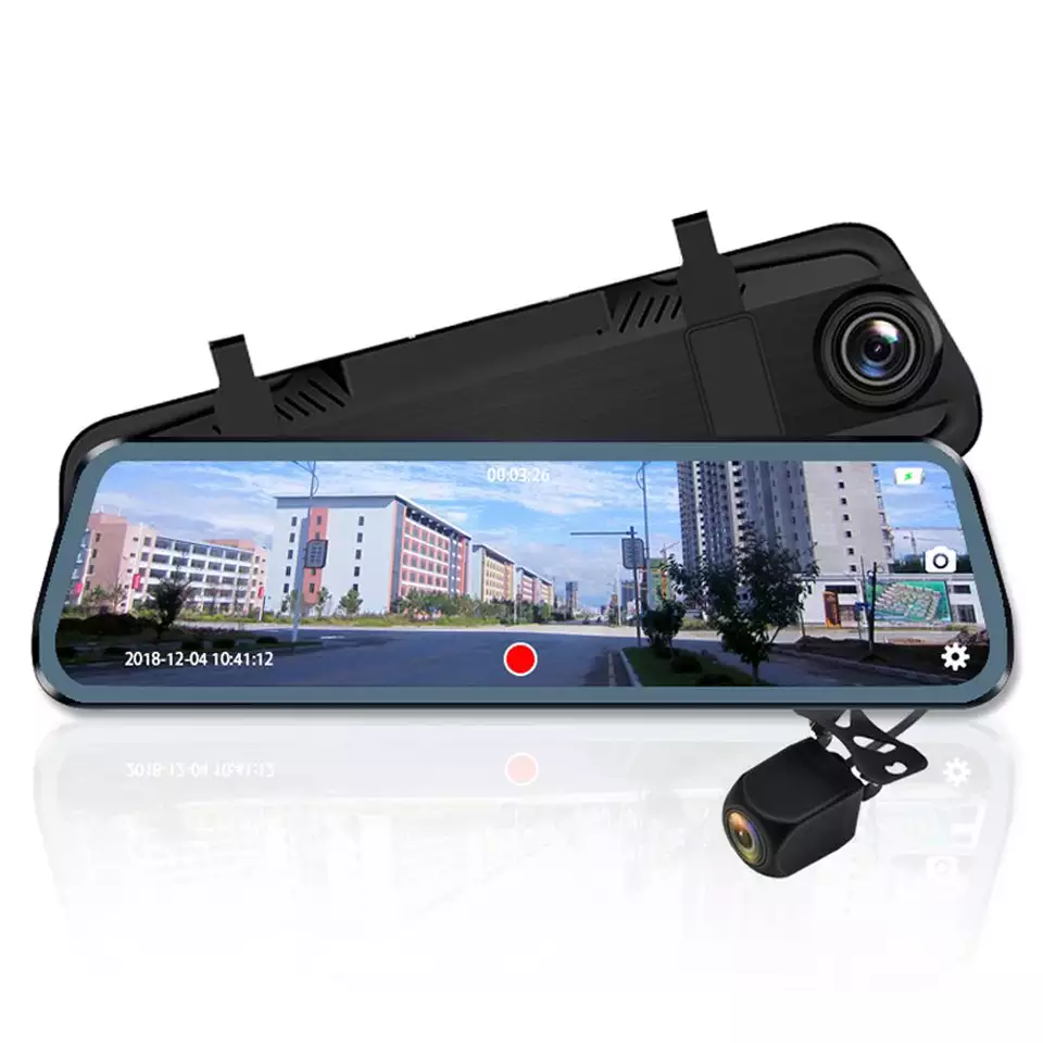 9.66-Inch HD Touch Screen Rear View Mirror Dash Camera