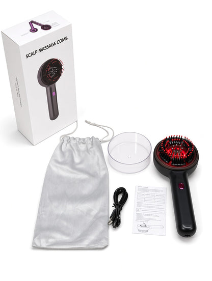 Scalp Massage Comb – Electric 3-in-1 Vibration Massager with Red Light Therapy & Nano Spray