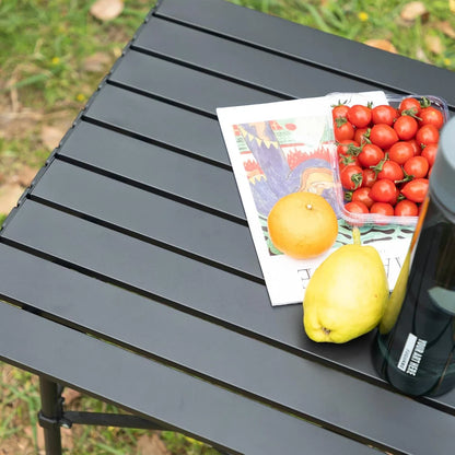 Large Portable Folding Aluminum Camping Table with Adjustable Height & Carry Bag