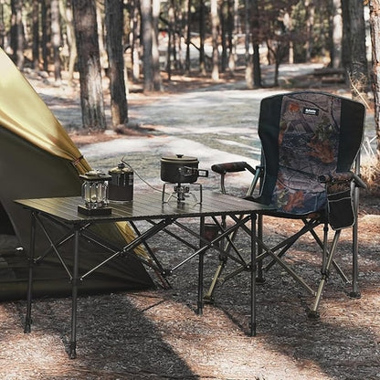 Large Portable Folding Aluminum Camping Table with Adjustable Height & Carry Bag