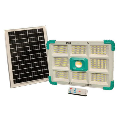 Solar-powered LED floodlight, 300w, 374 LEDs, 7500mah, 1100lm