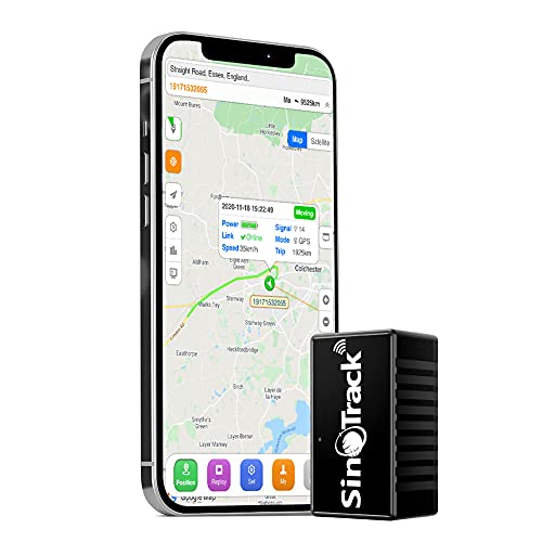 A black SinTrack tracking device