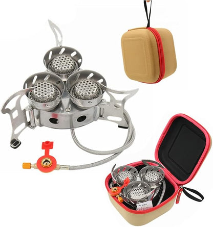 Windproof Portable Camping Gas Stove with Piezo Ignition & Carrying Case – Butane/Propane Backpacking Burner