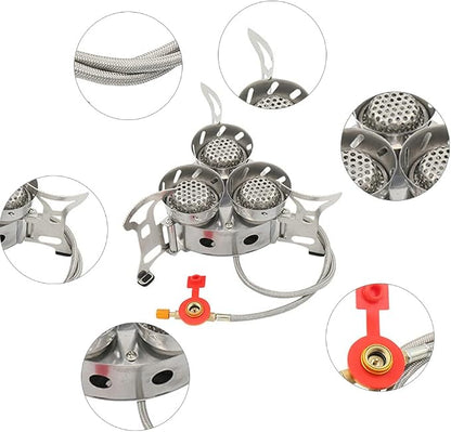 Windproof Portable Camping Gas Stove with Piezo Ignition & Carrying Case – Butane/Propane Backpacking Burner